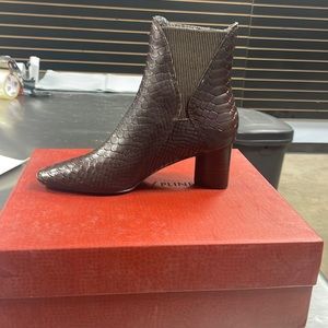Donald Pliner booties, dark brown, vintage python
